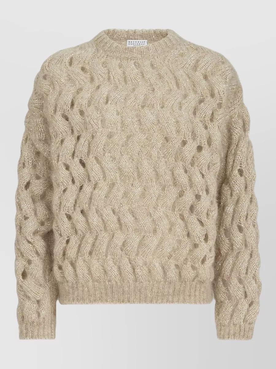 Brunello Cucinelli Mohair blend sequin cable knit sweater
