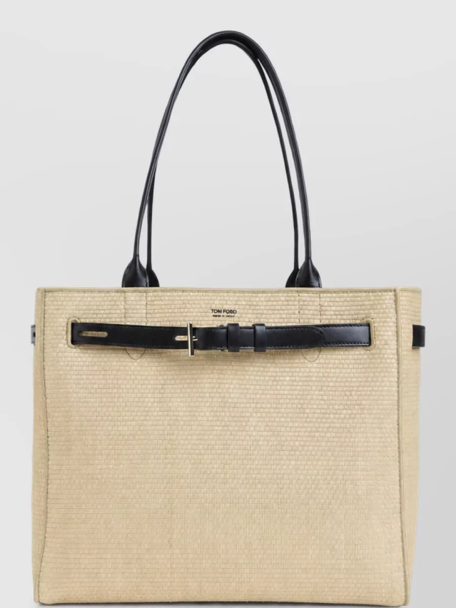 Tom Ford Jean Raffia Leather Tote Bag