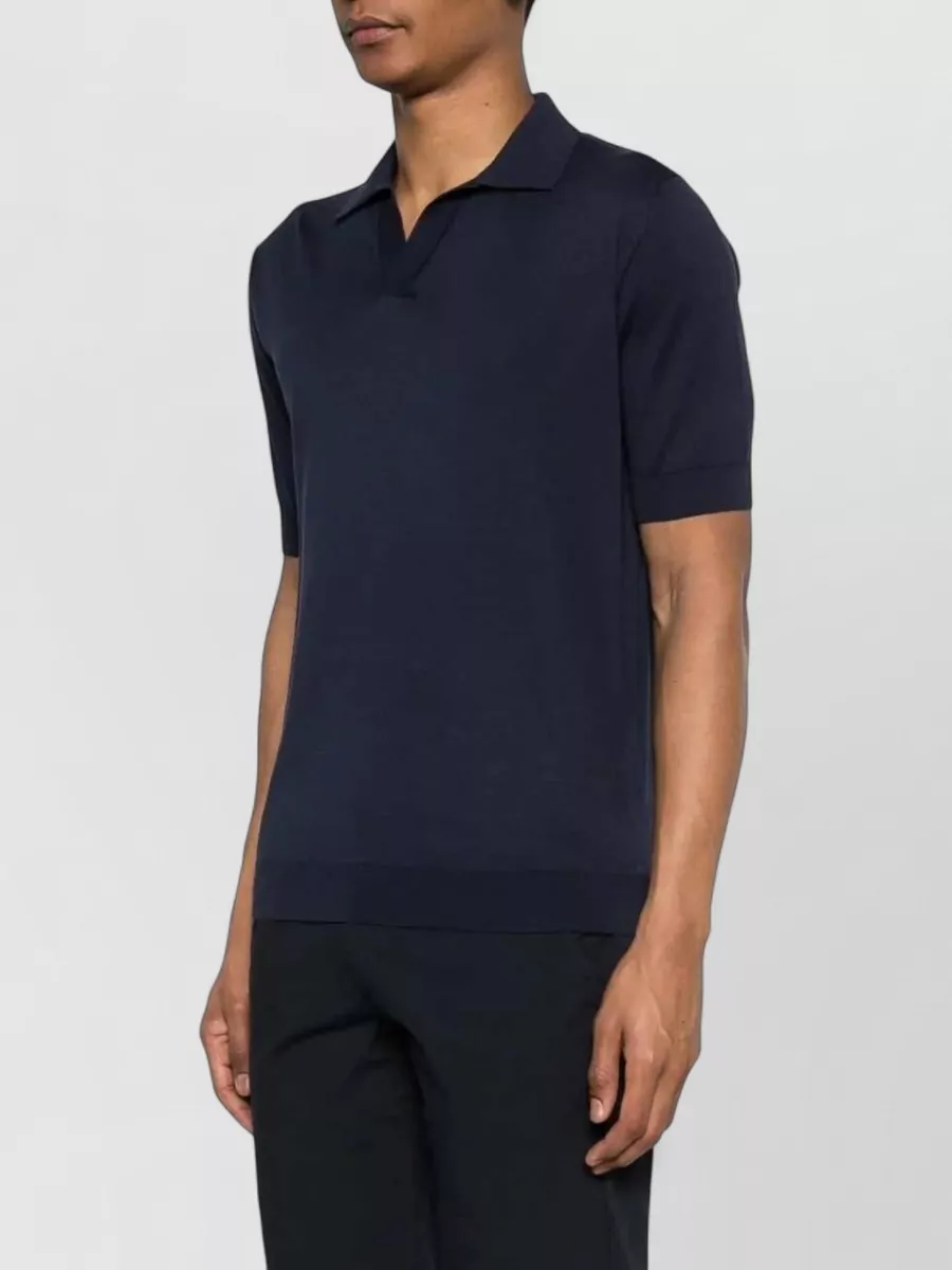 Lardini Ribbed Knit Short-Sleeve Polo Shirt
