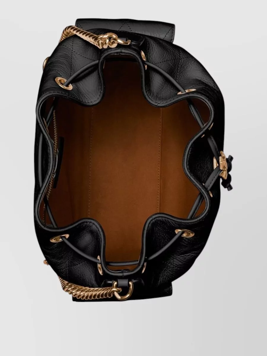 Tory Burch Na Leather Quilted Drawstring Bucket Bag