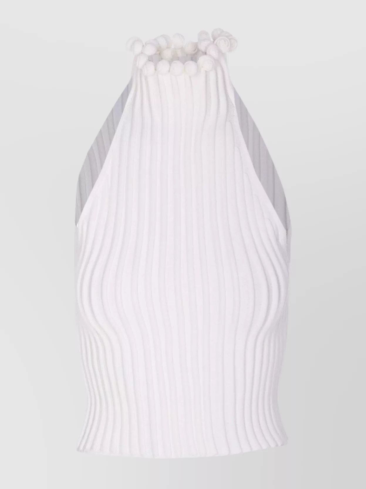 Alaïa High Neck Sleeveless Halter Top With Pom-pom In White
