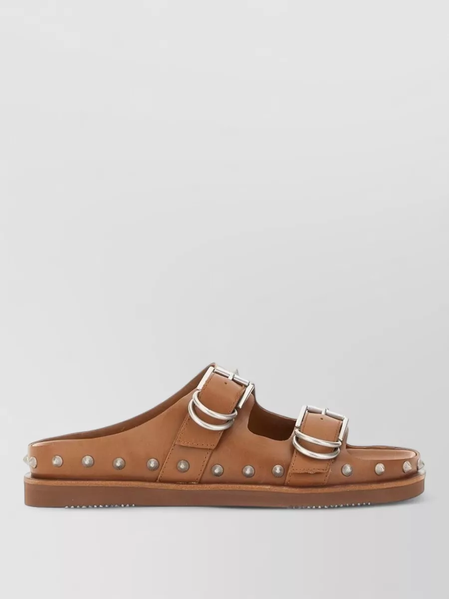 Ash Leather Slides