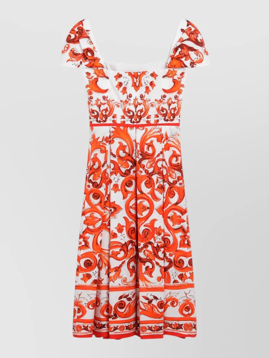 Dolce&Gabbana cotton draped majolica-print midi dress