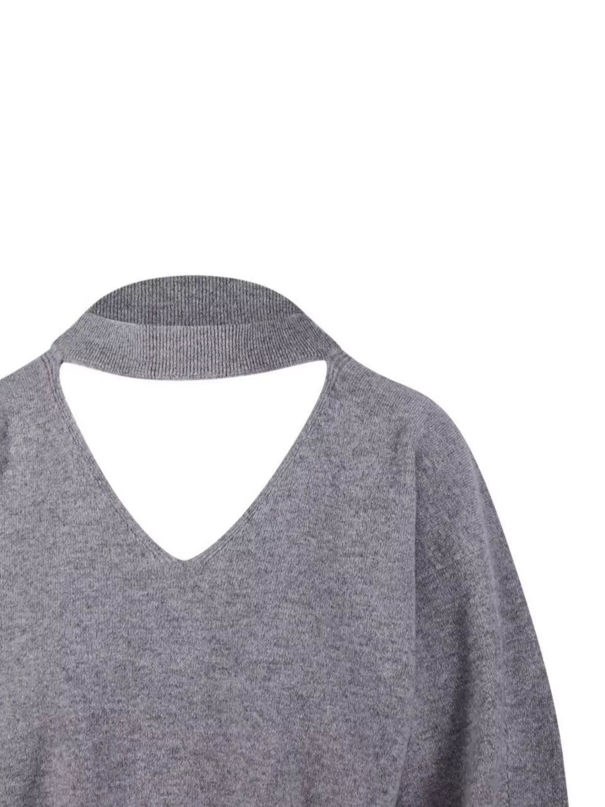 Federica Tosi Short V-neck Knit Sweater In Gray