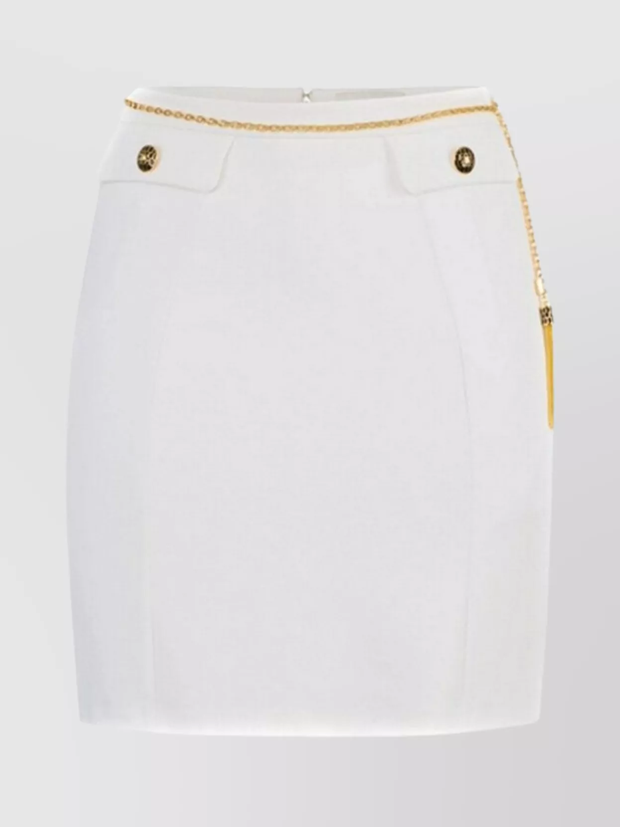 Elisabetta Franchi High-waisted Mini Skirt Gold Button Detail In White