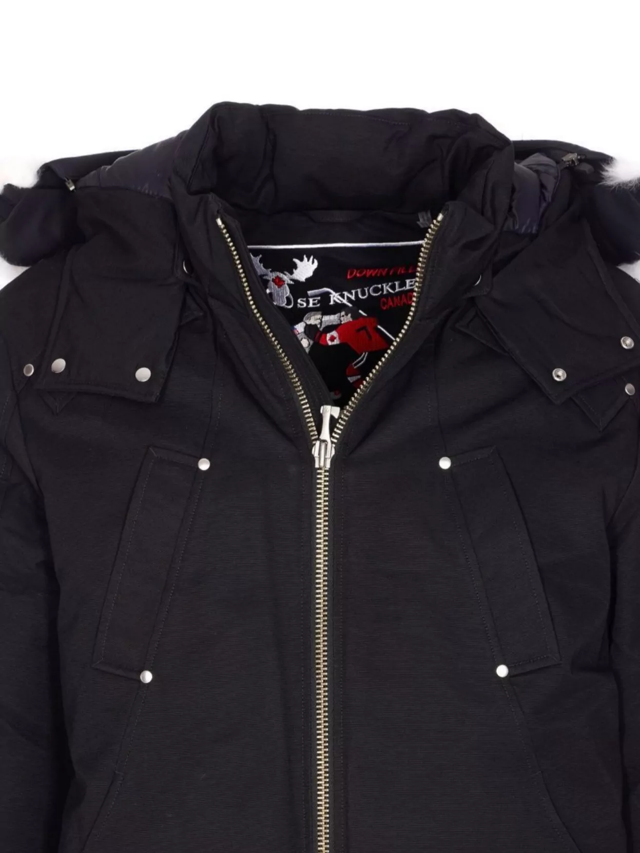 Moose Knuckles Versatile Bomber Jacket Removable Hood In Black