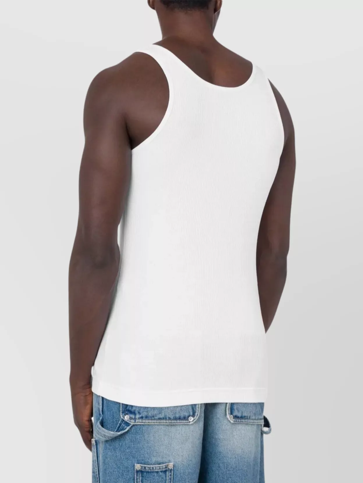 Moschino Ribbed Sleeveless Wide Neckline Top