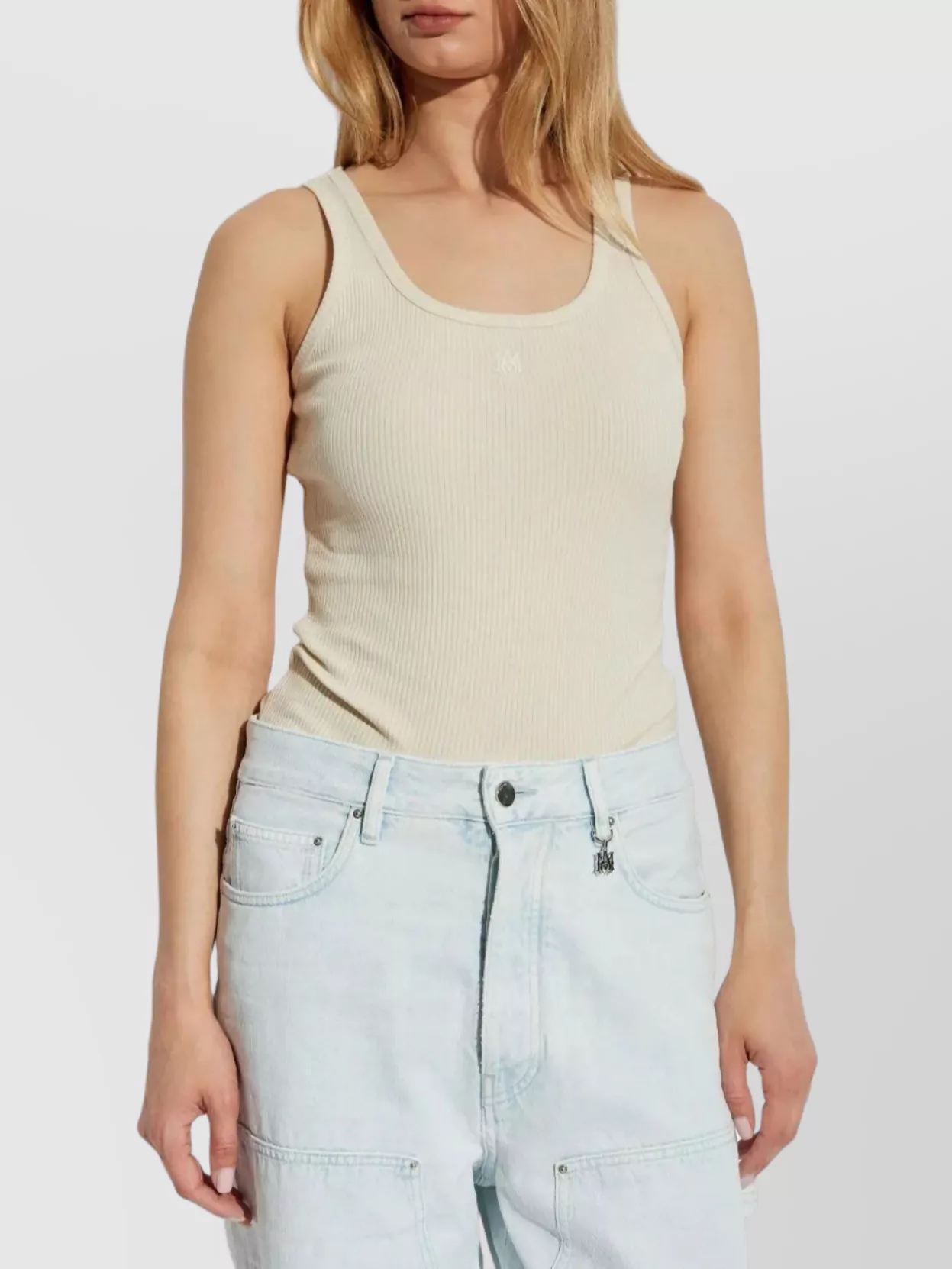 Amiri Italian Ribbed Scoop Neck Tank Top
