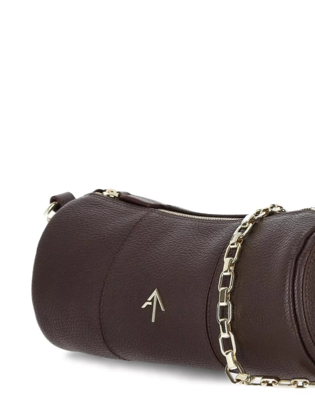 Manu Atelier Brown Cylinder Shoulder Bag With Chain-Link Strap