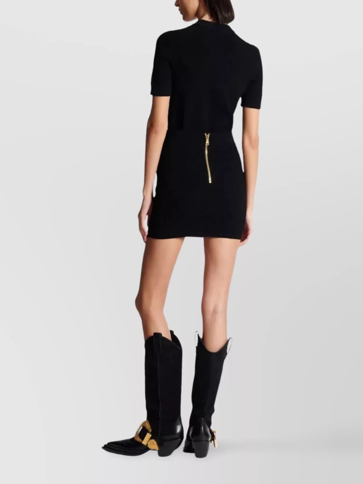 Balmain Knit Skirt With 6 Button Detail