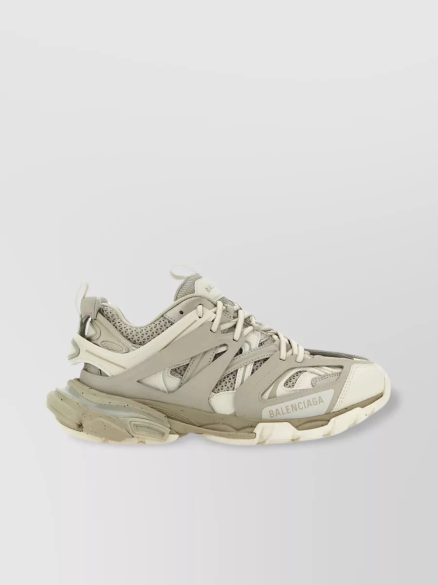 Shop Balenciaga Molded Sole Dual-material Sneakers With Padded Ankle In Cream