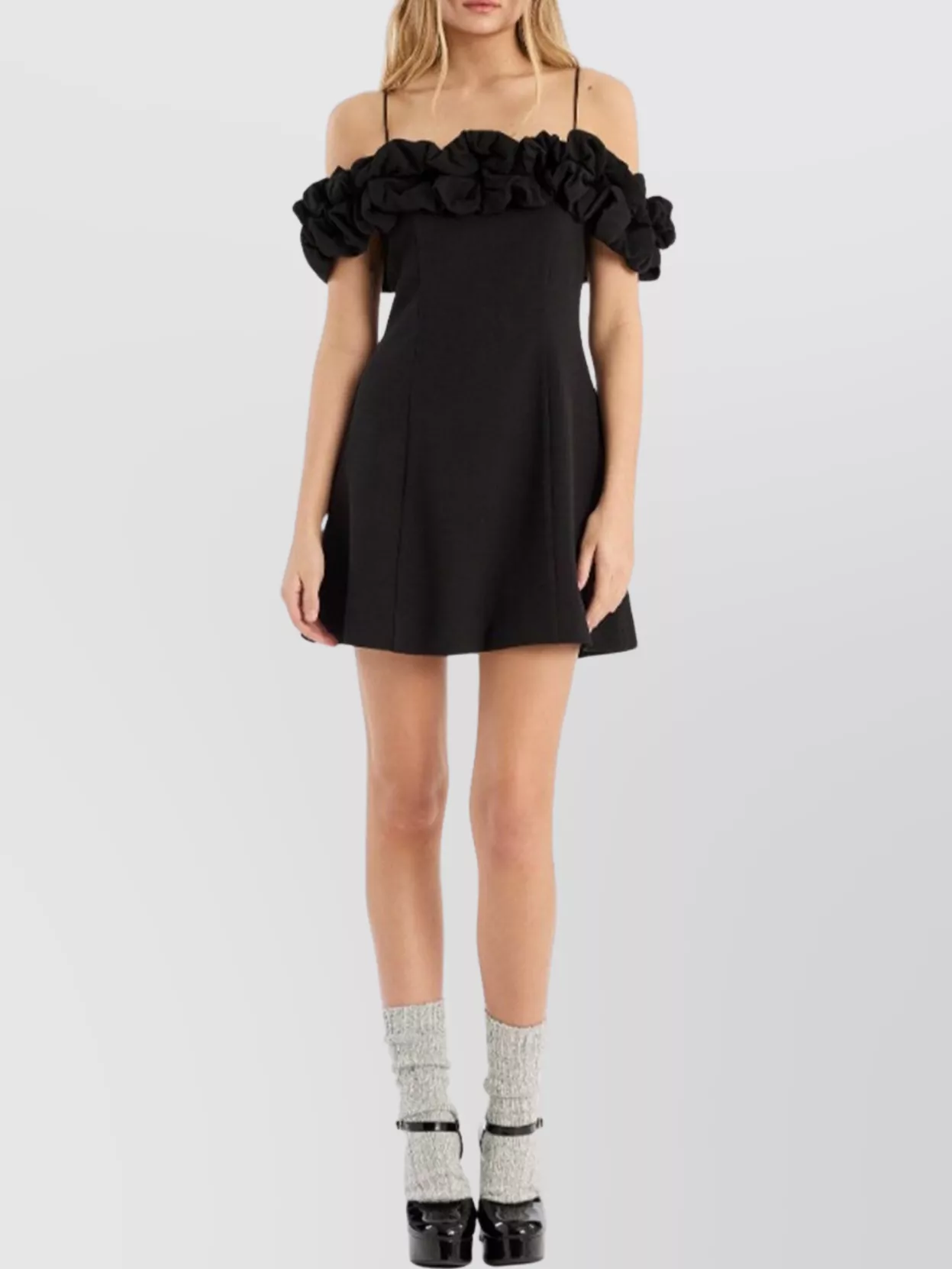 Rotate Off-Shoulder Mini Dress Ruffled Neckline