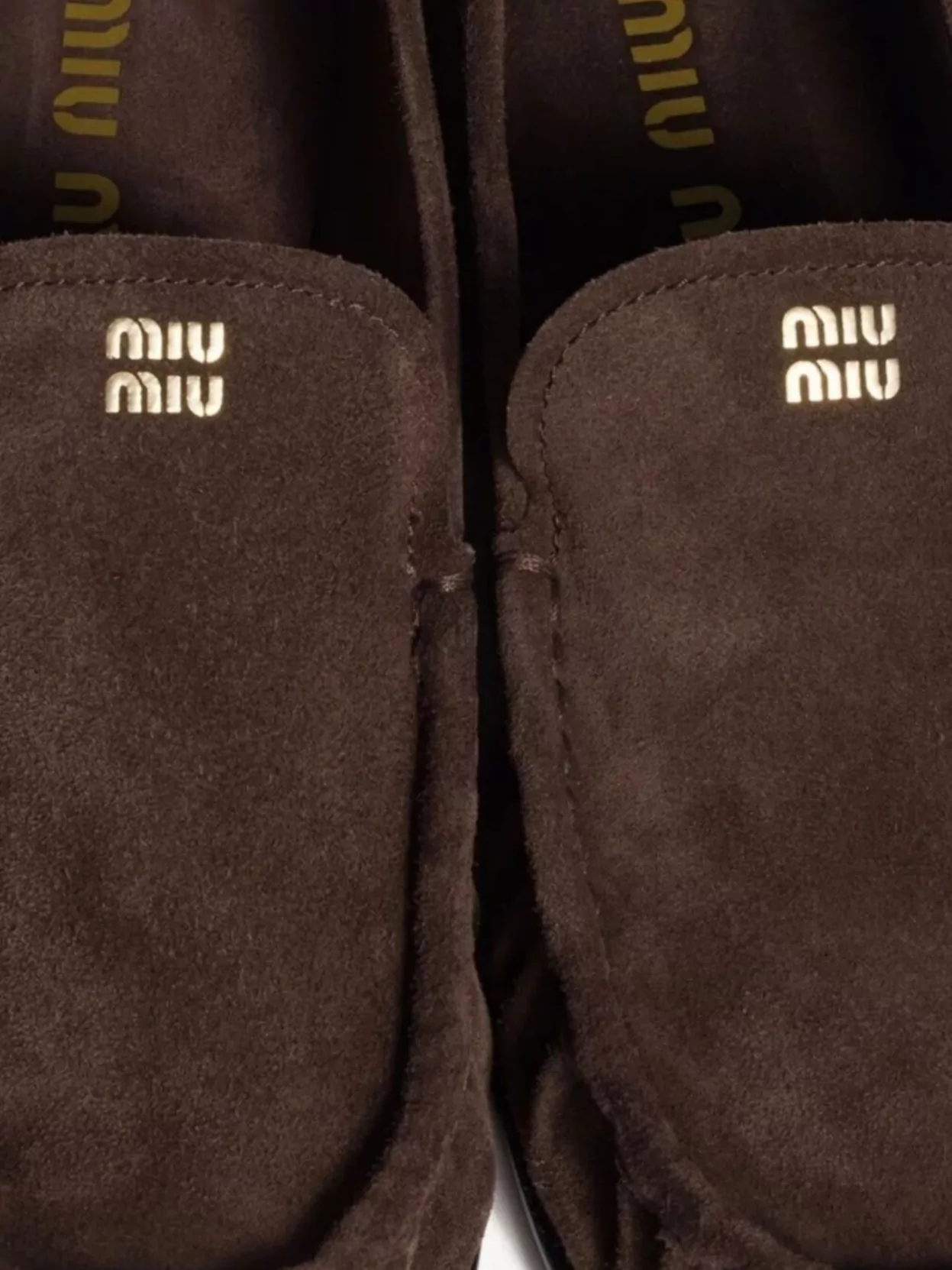 Miu Miu Suede Round Toe Slip On Loafers