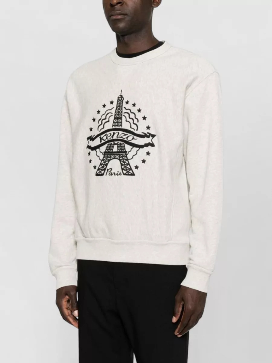 Kenzo Cotton Eiffel Tower Embroidery Crewneck Sweatshirt
