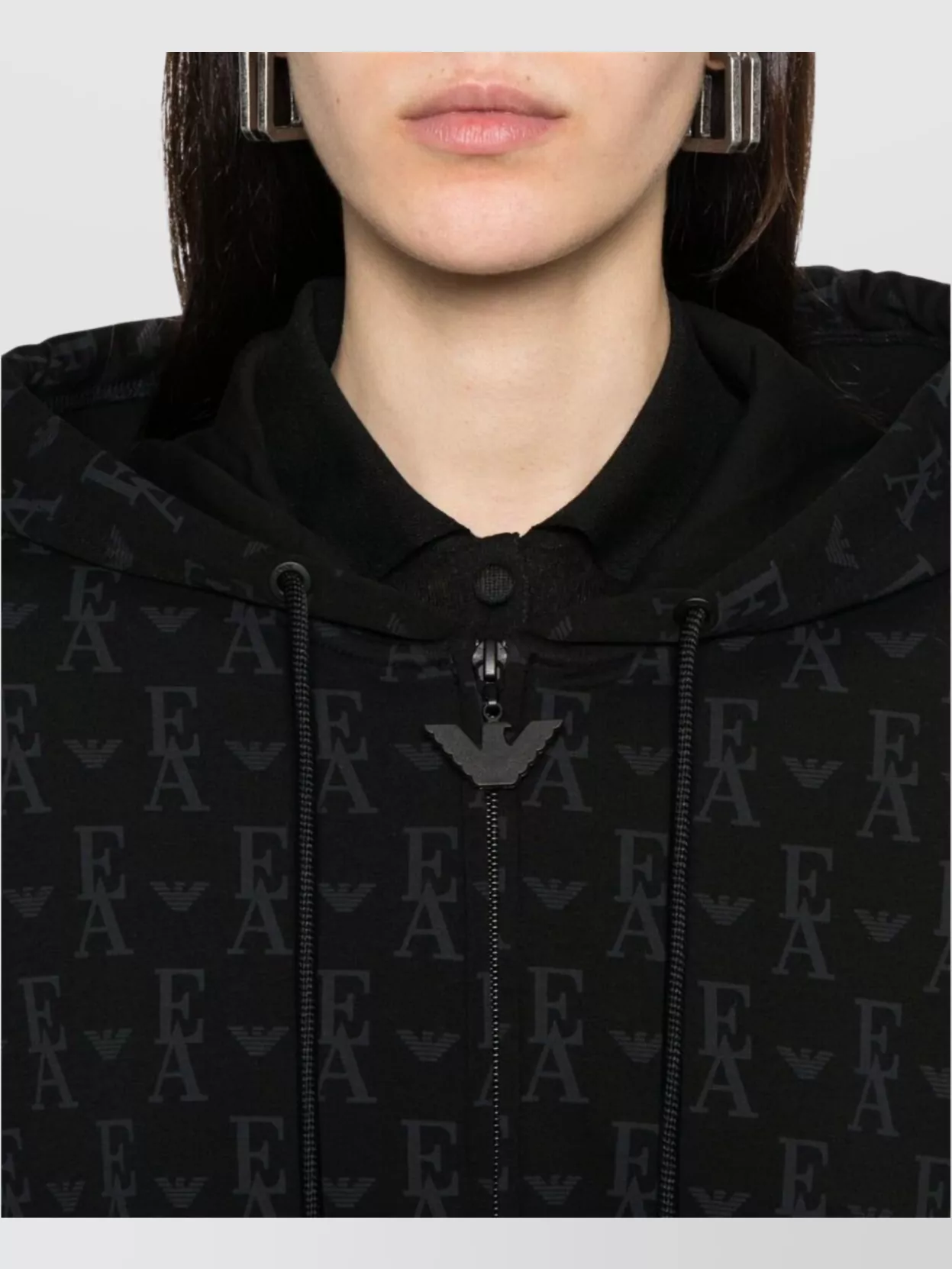 Emporio Armani All Over Logo Hooded Sweatshirt
