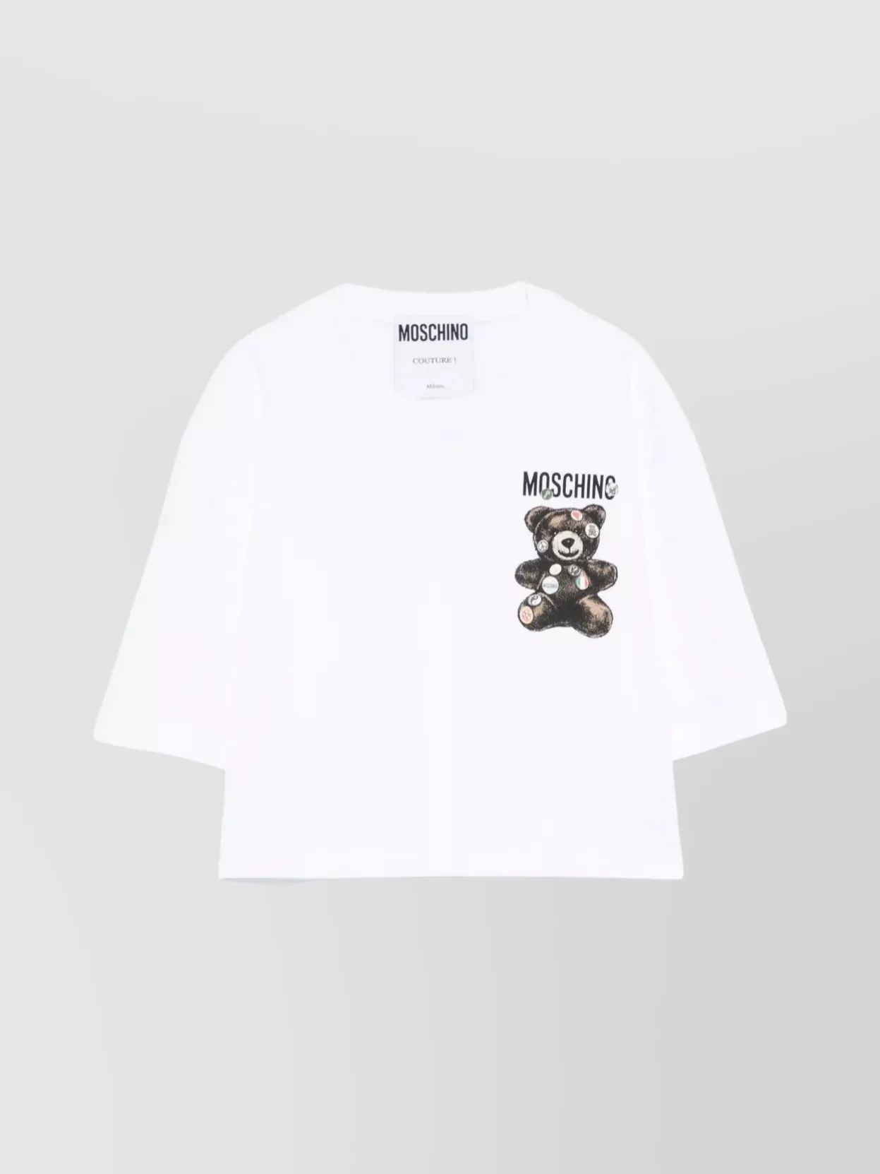 Moschino Cropped T-shirt With Playful Teddy Bear Design