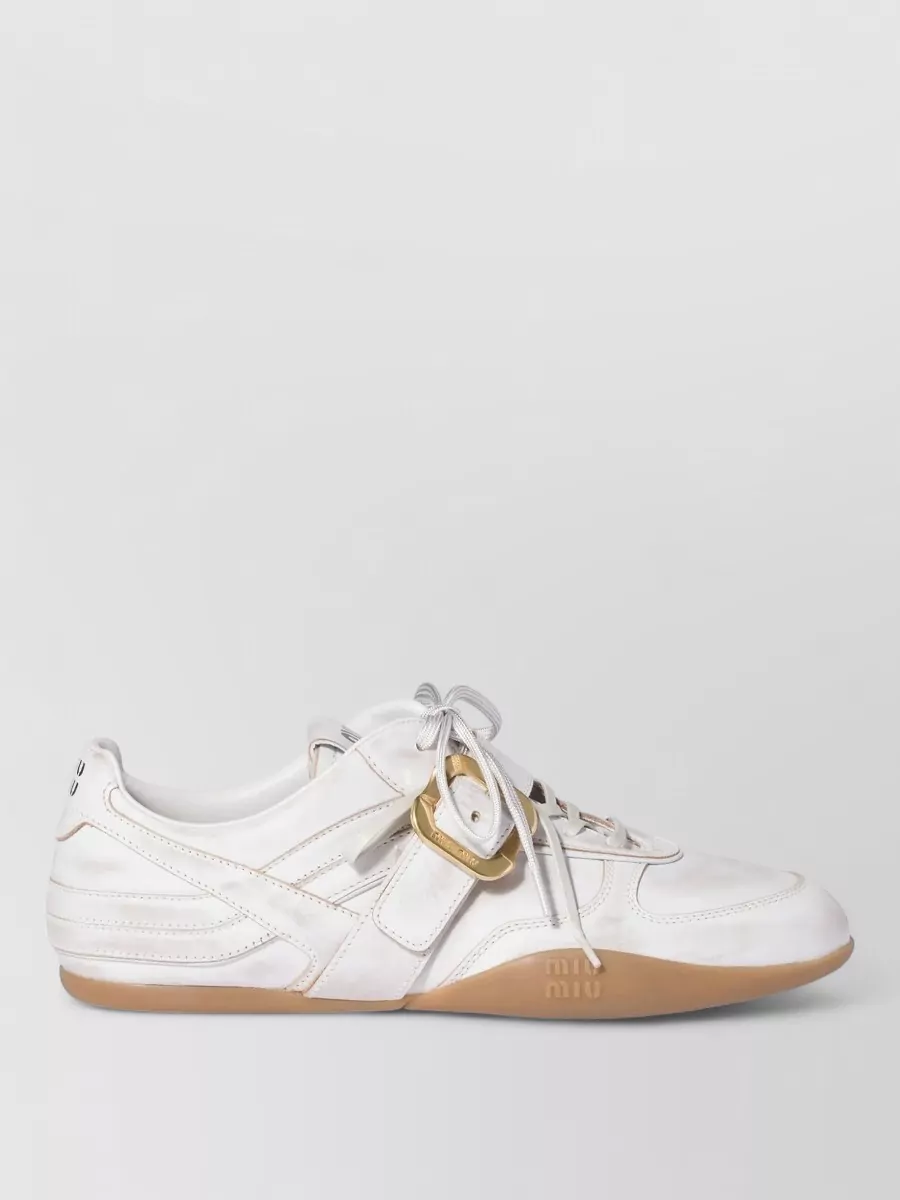 Miu Miu Leather Lace-Up Sneakers