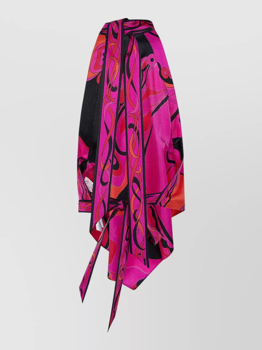 Pucci Silk Printed Scarf-Neck Top