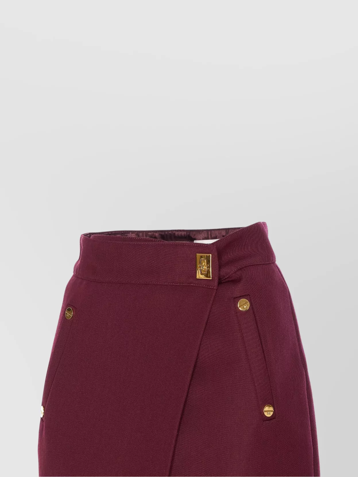 Elisabetta Franchi Skirt Bordeaux Wrap Wallet Button Gold In Burgundy