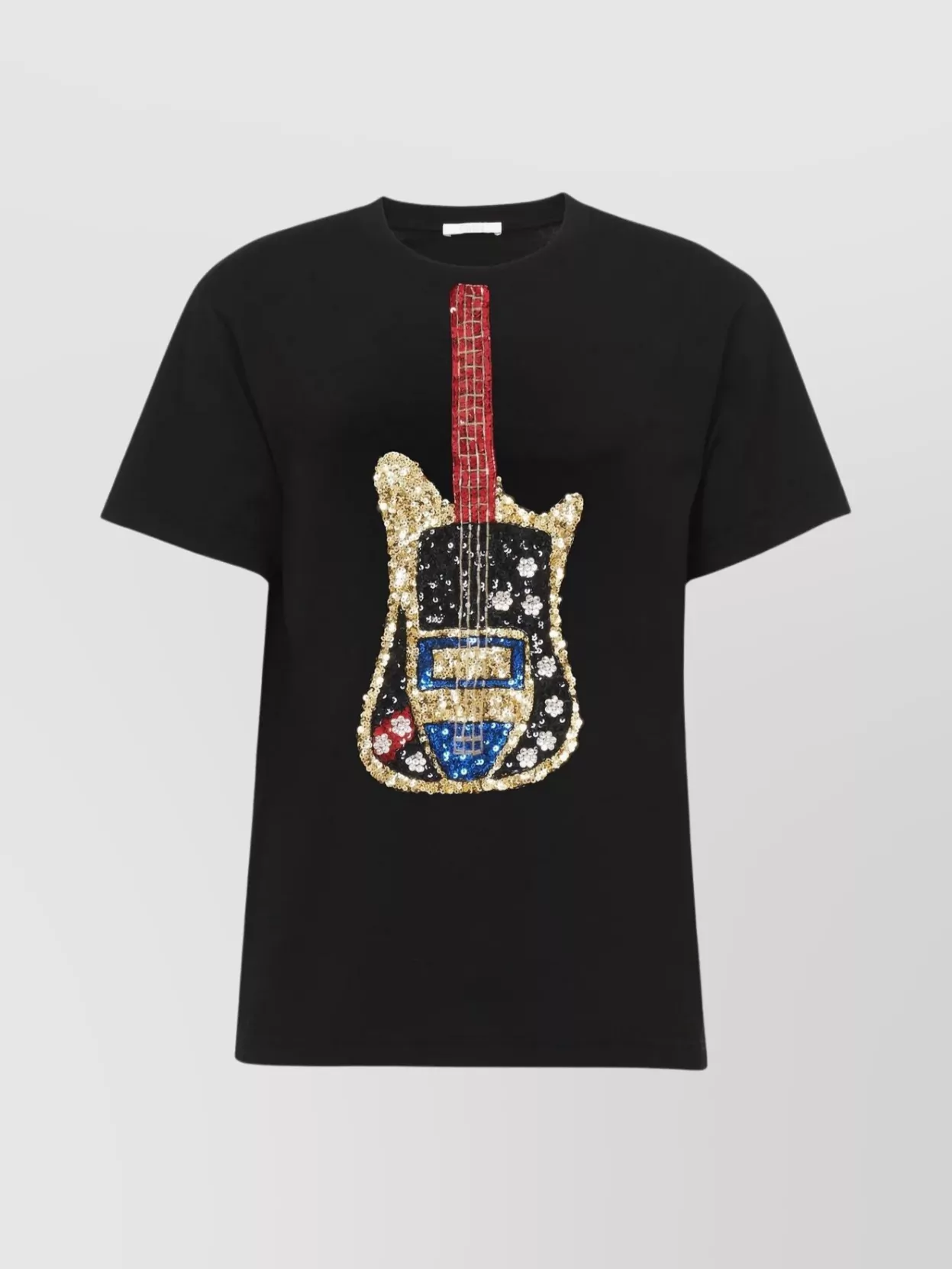 CHLOÉ SEQUIN EMBELLISHED GUITAR PRINT T-SHIRT