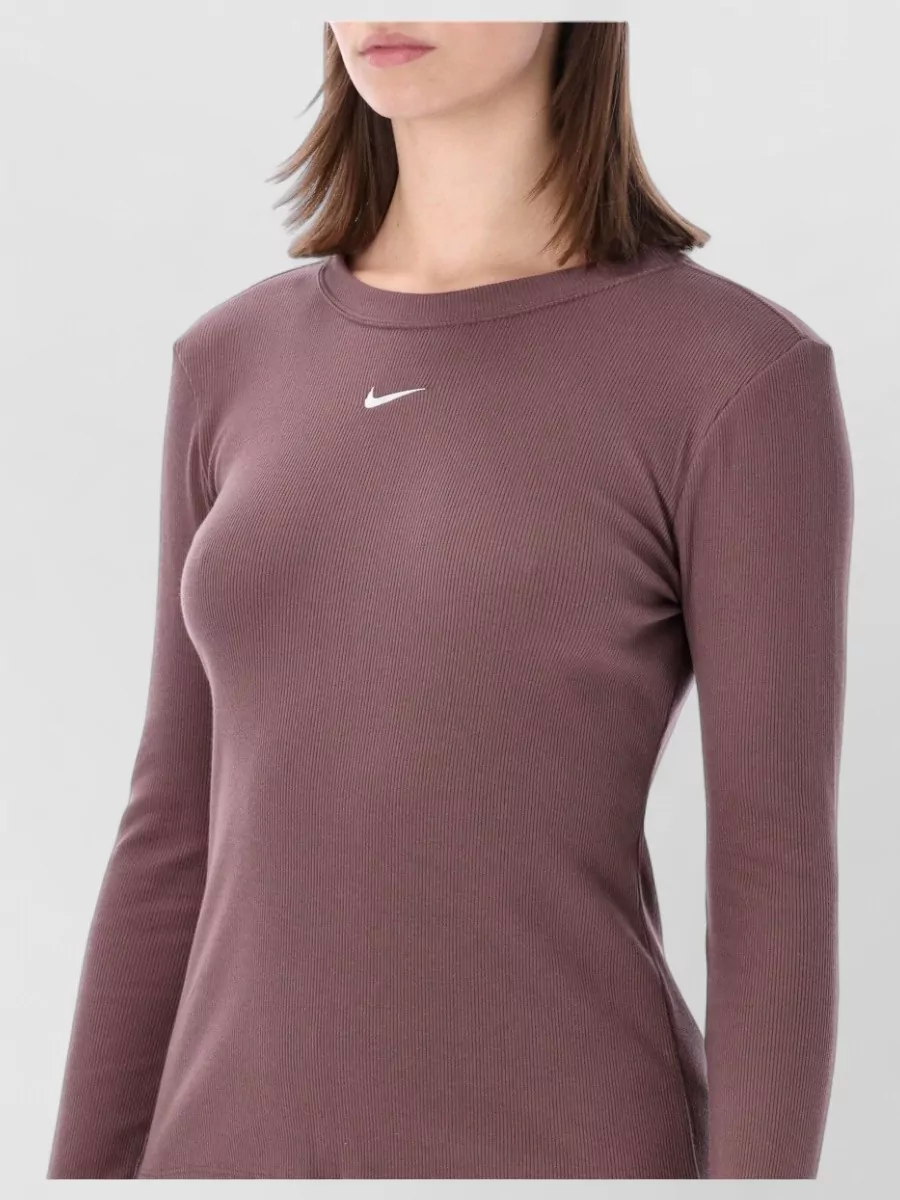 Nike Long Sleeve Ribbed Cotton Crew T-Shirt