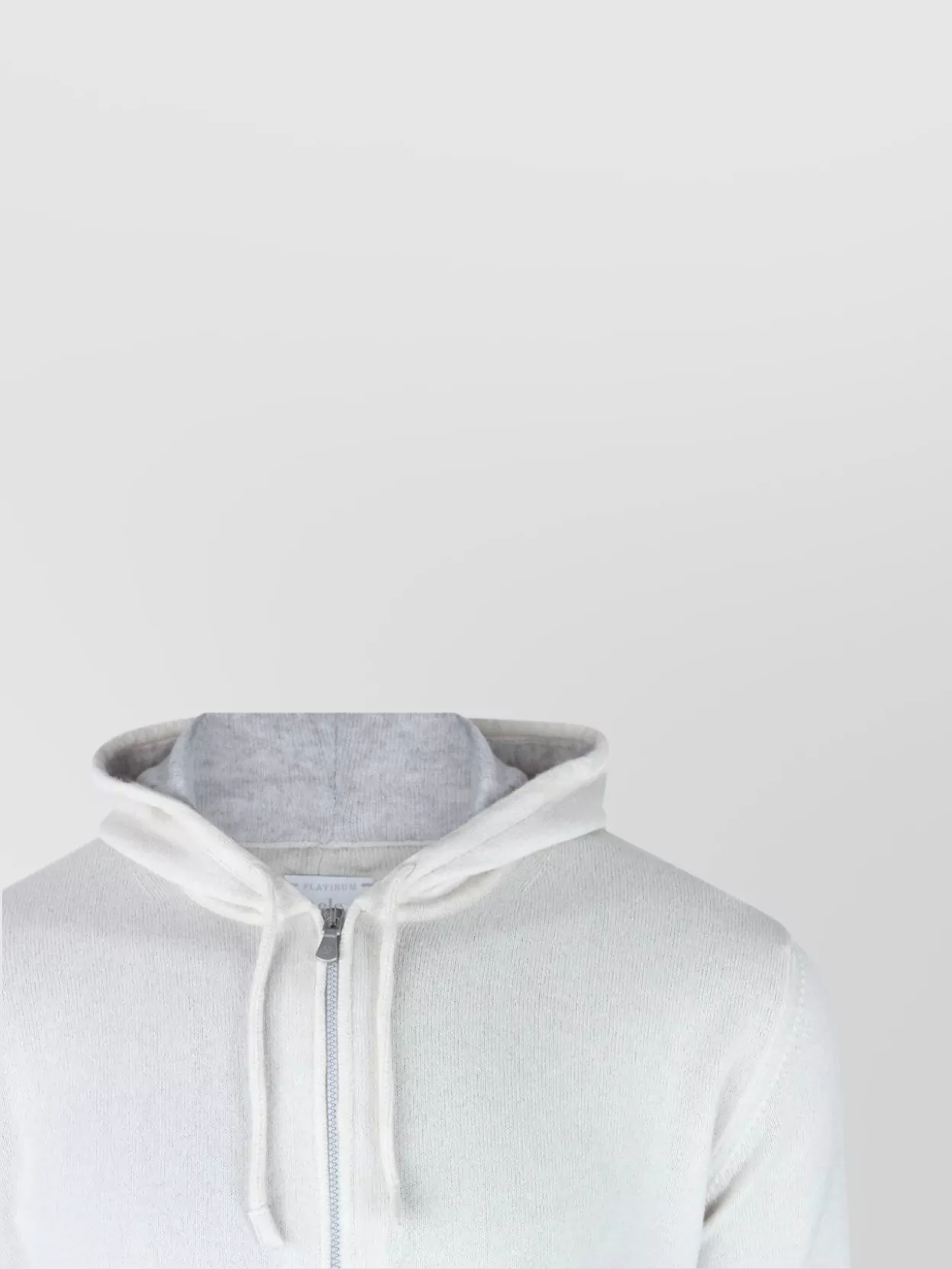 Eleventy Crewneck Drawstring Hood Ribbed Sweater In White