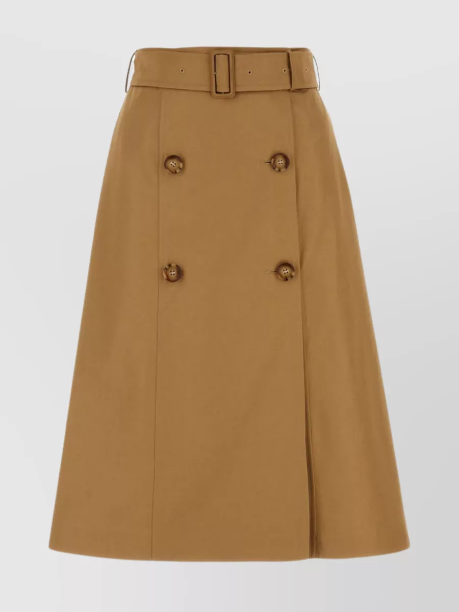Shop Burberry Waist Belted A-line Skirt In Brown