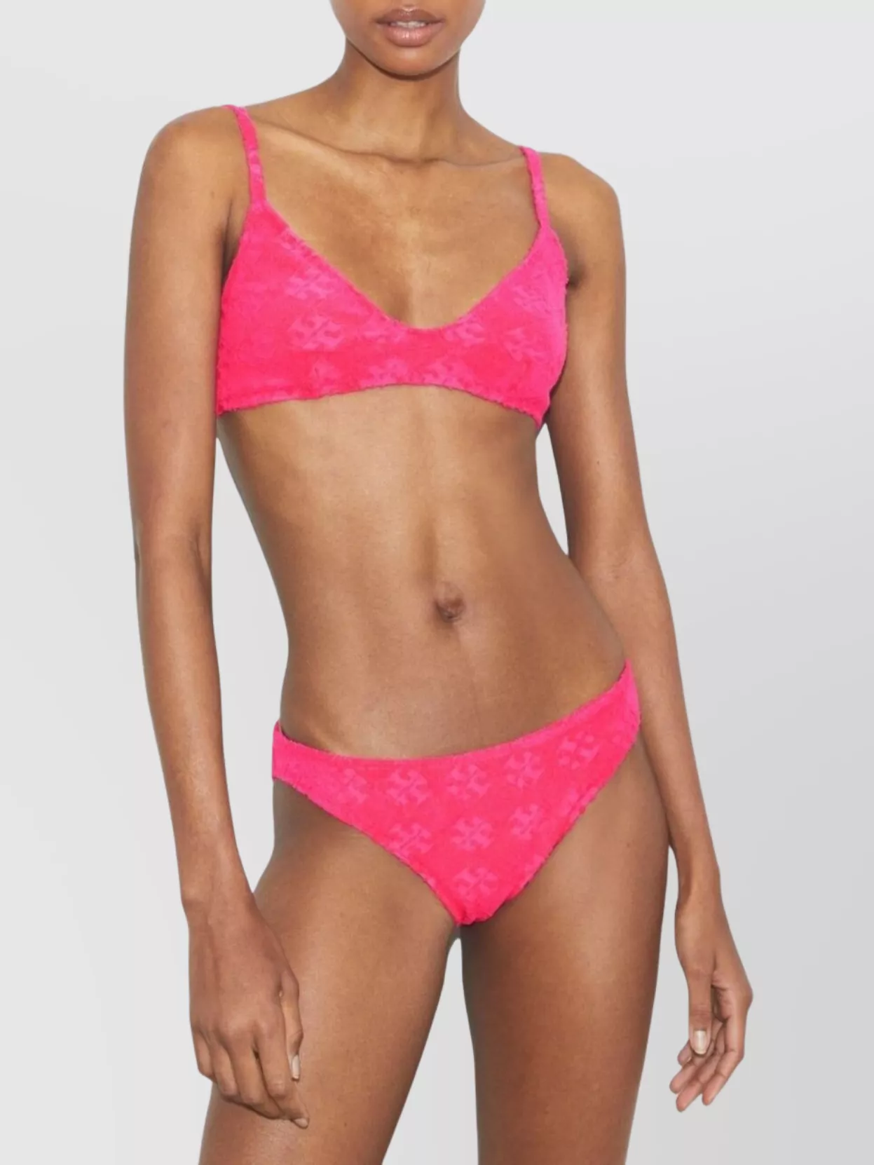 Tory Burch Adjustable V-neckline Textured Fabric Two-piece Set In Pink