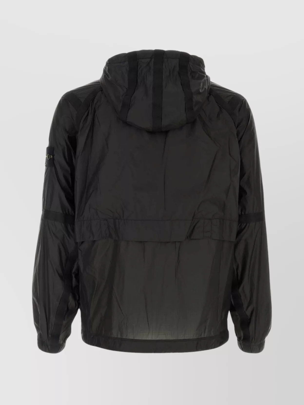 Stone Island Nylon Windbreaker With Hood And Pockets In Black