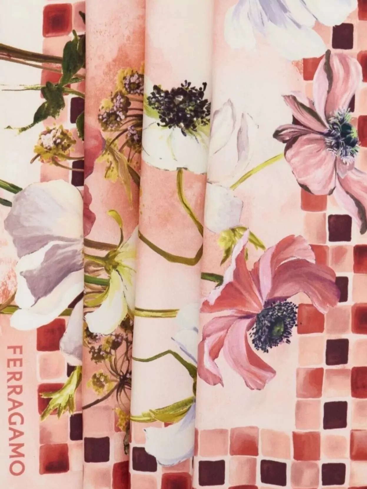 Ferragamo Floral Square Silk Scarf