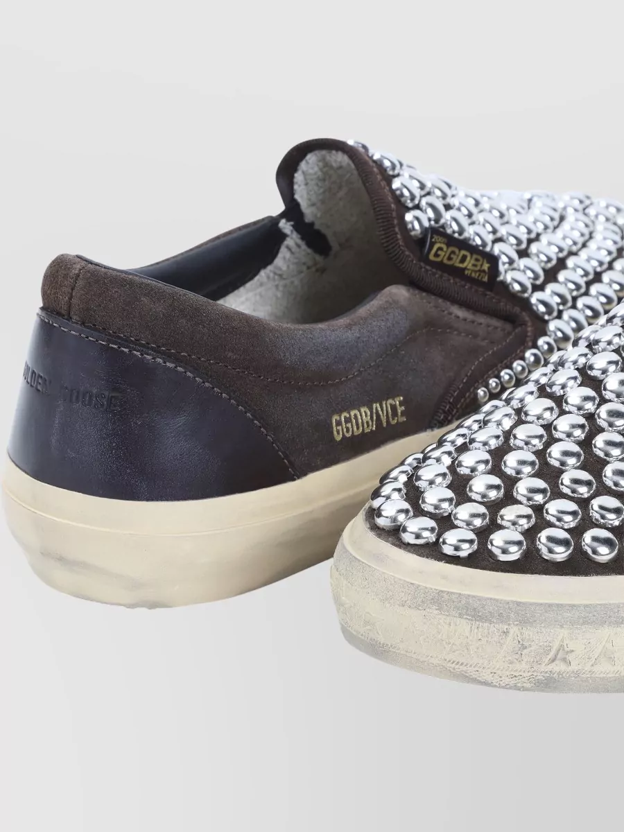 Golden Goose Leather Studded Slip-On Sneakers