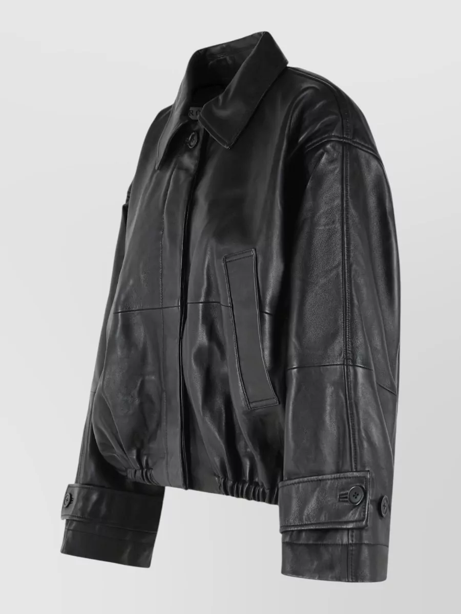 Róhe Leather Cropped Blouson Jacket