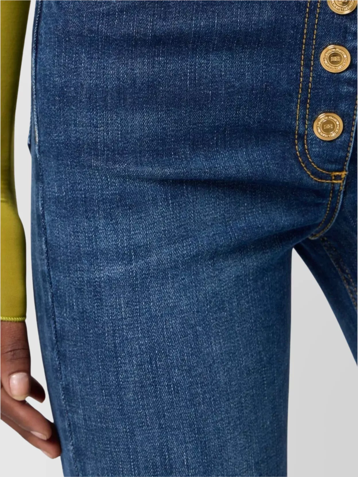 Elisabetta Franchi High-Waisted Flared Leg Trousers With Button Detailing