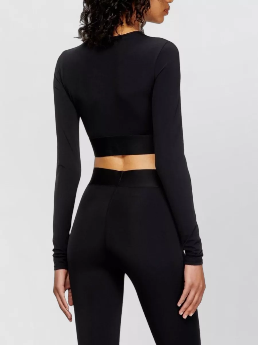 Diesel Logo-Print Long-Sleeve Cropped Top