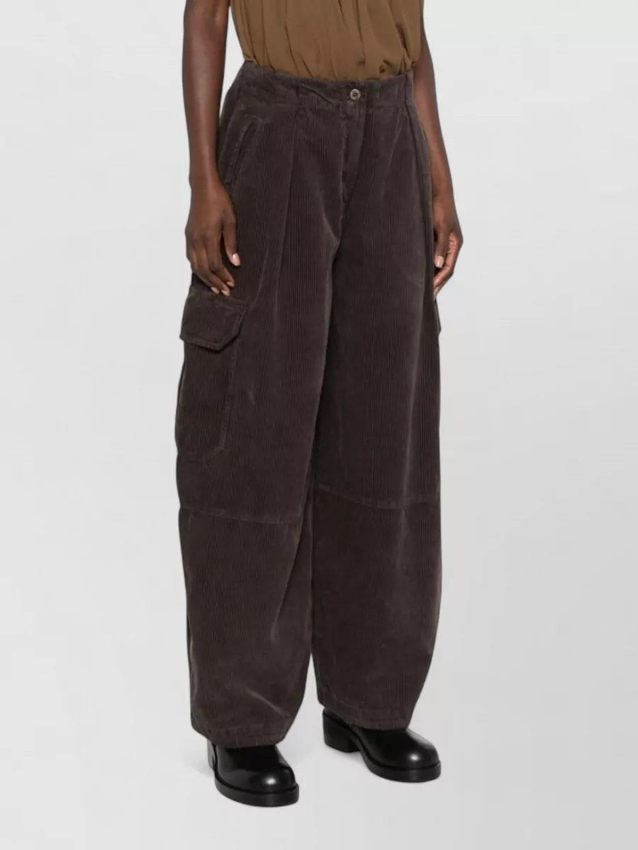 Front street corduroy wide-leg cargo trousers