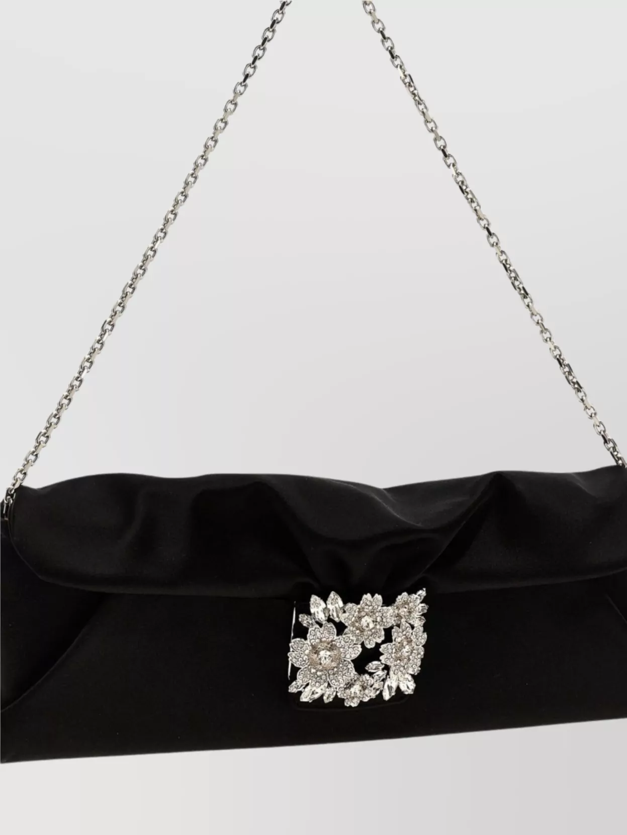 Roger Vivier Satin Chain Strap Rectangular Clutch