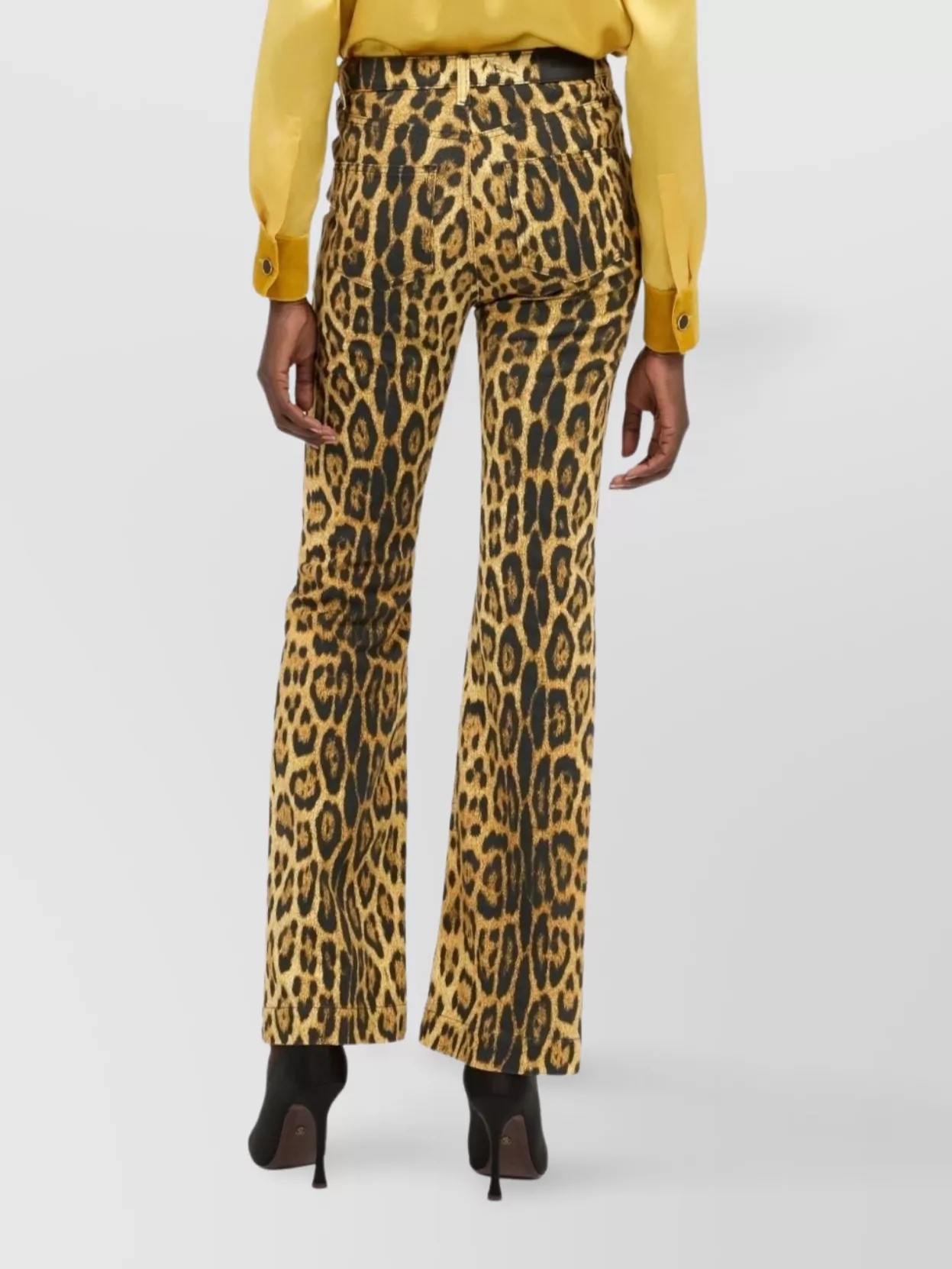 Roberto Cavalli Flared Leopard Print Trousers Pockets