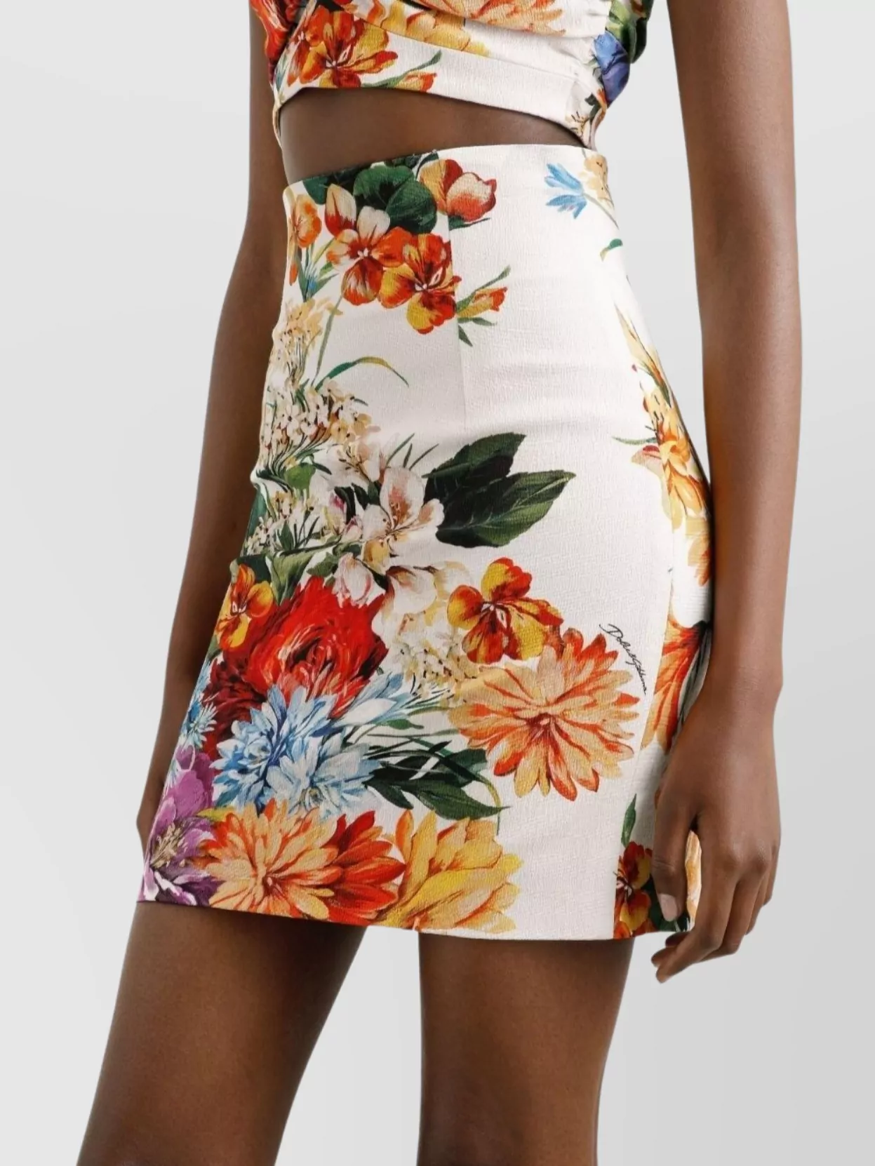 Dolce&Gabbana High Waist Floral Print Mini Skirt