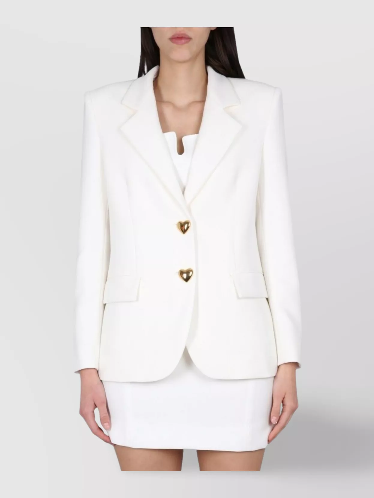 Moschino Heart Button Jacket With Notched Lapels In White