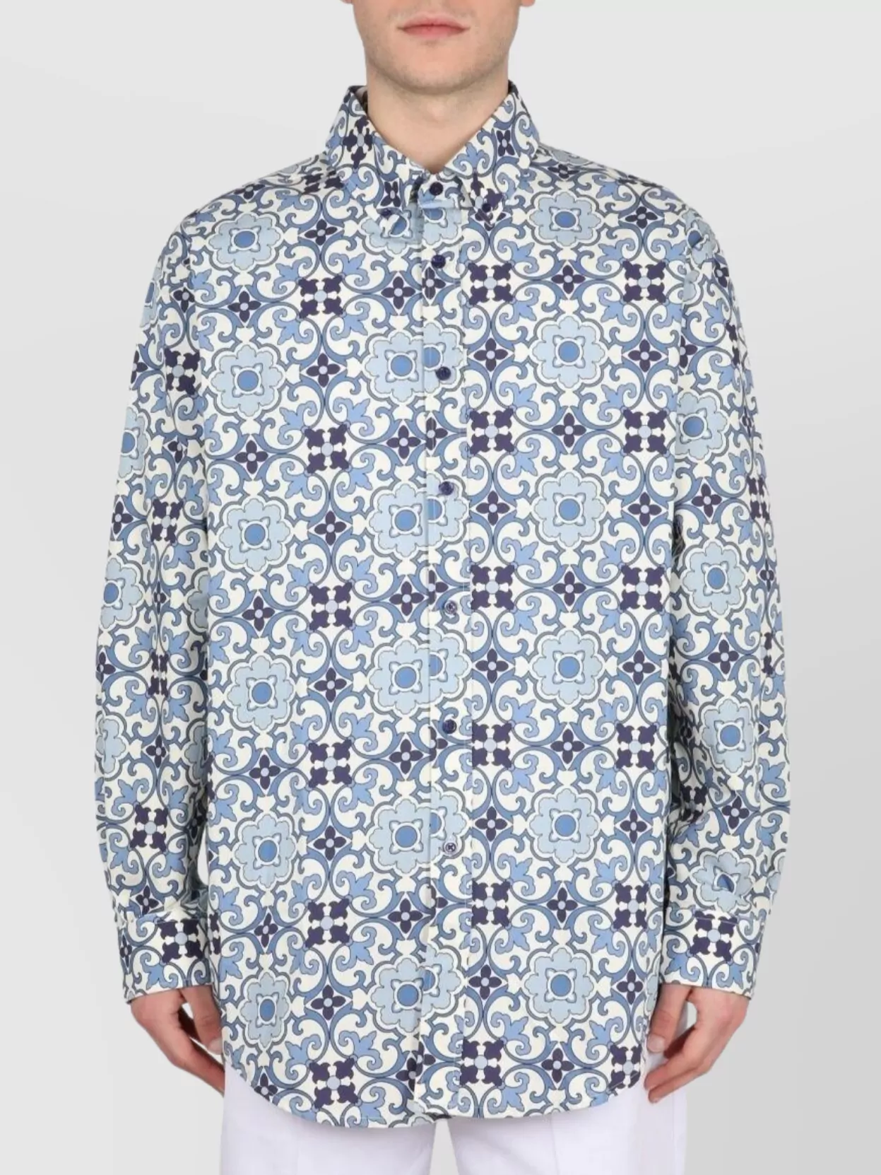 Drôle De Monsieur Printed Button-Down Collar Shirt With Long Sleeves
