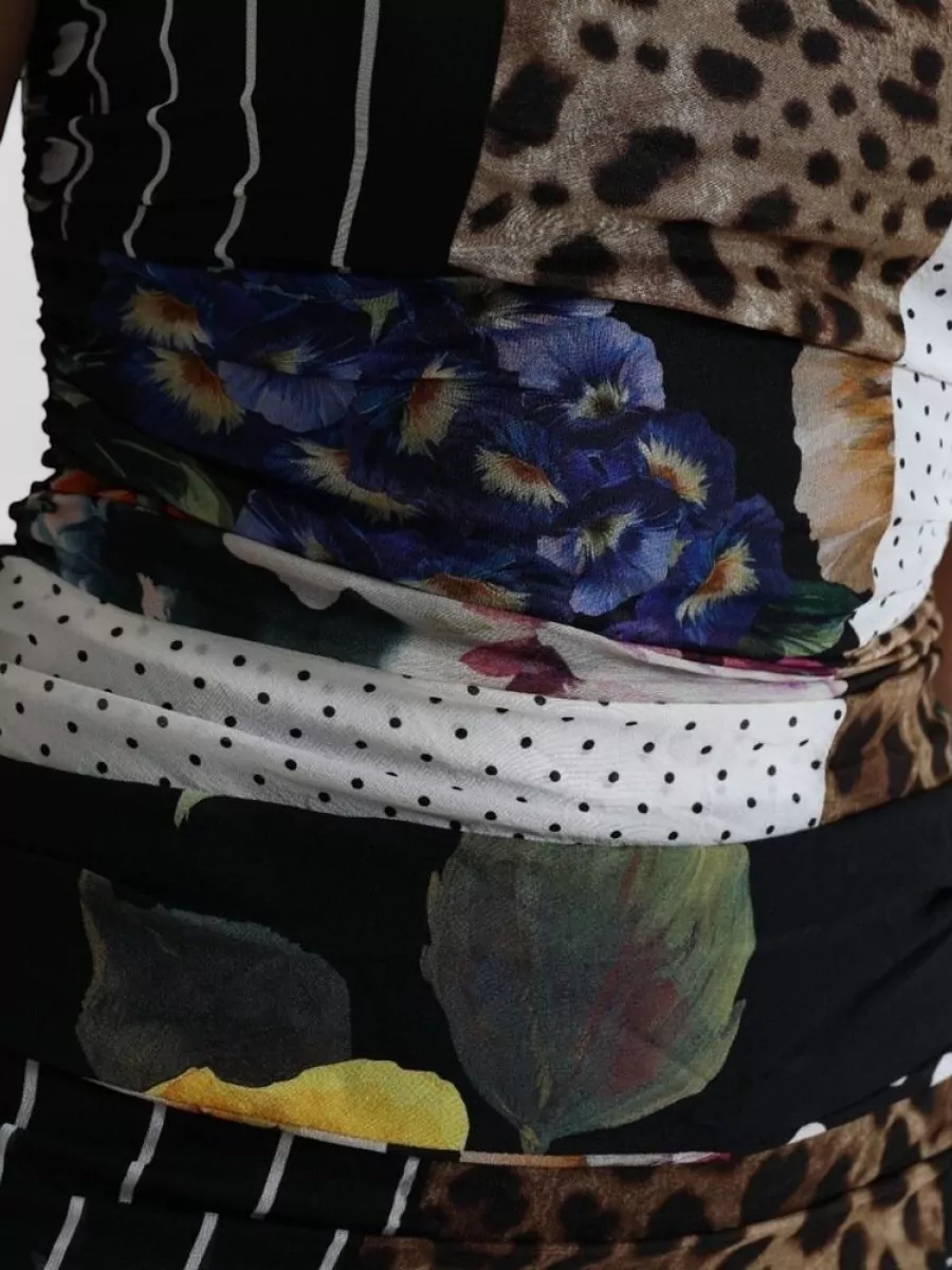 Dolce&Gabbana Silk Printed Patchwork Midi Dress