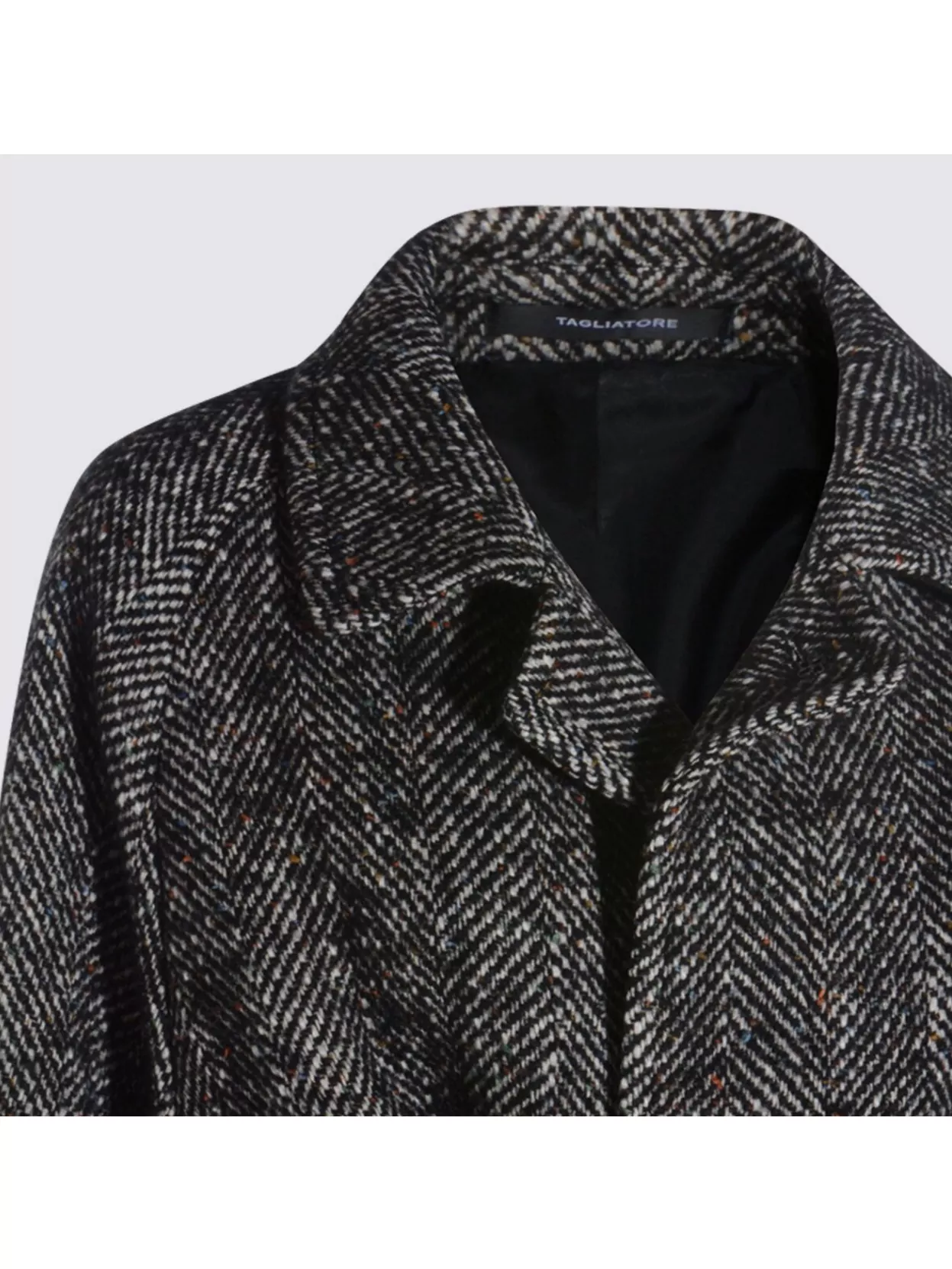 Tagliatore Herringbone Pattern Mid-length Coat Belted In Gray