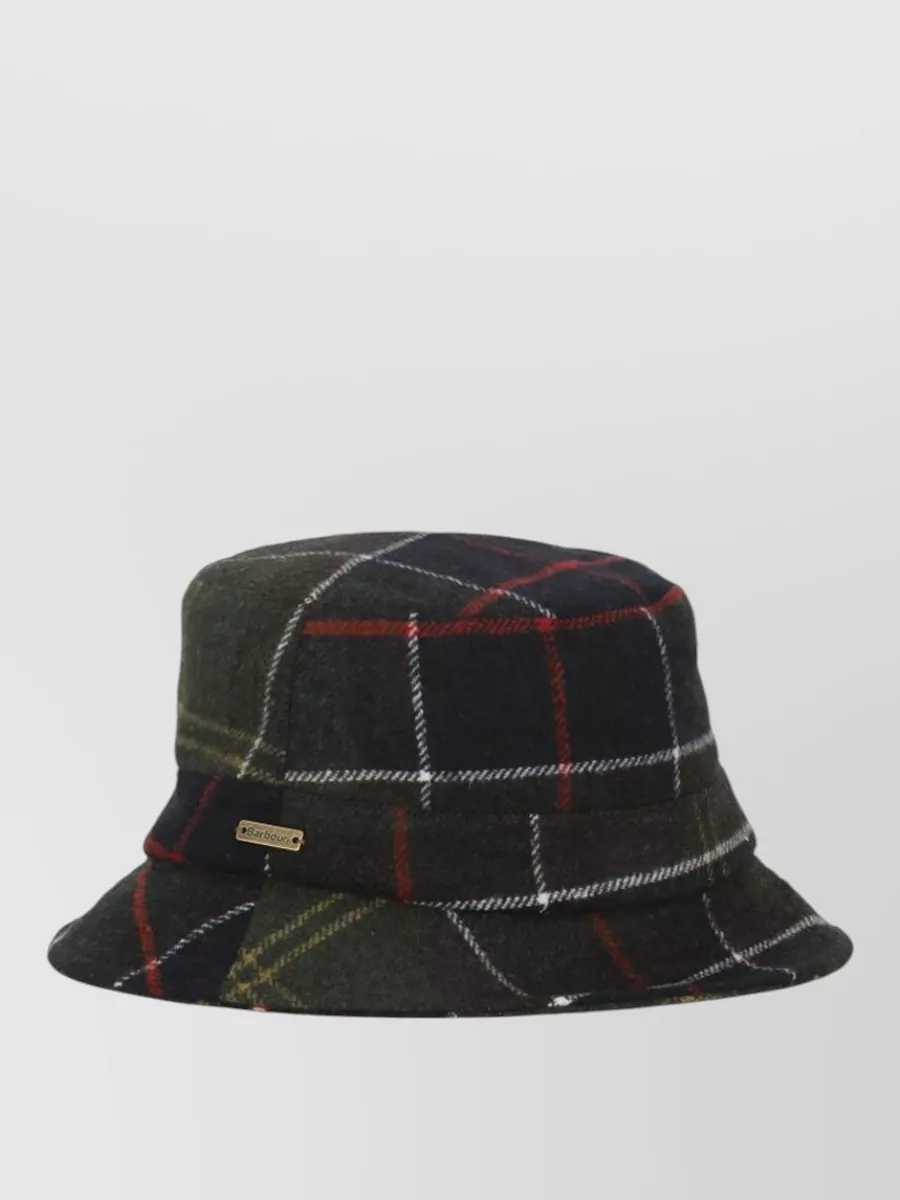 Barbour Womens Bucket Hat Tartan Pattern Wide Brim