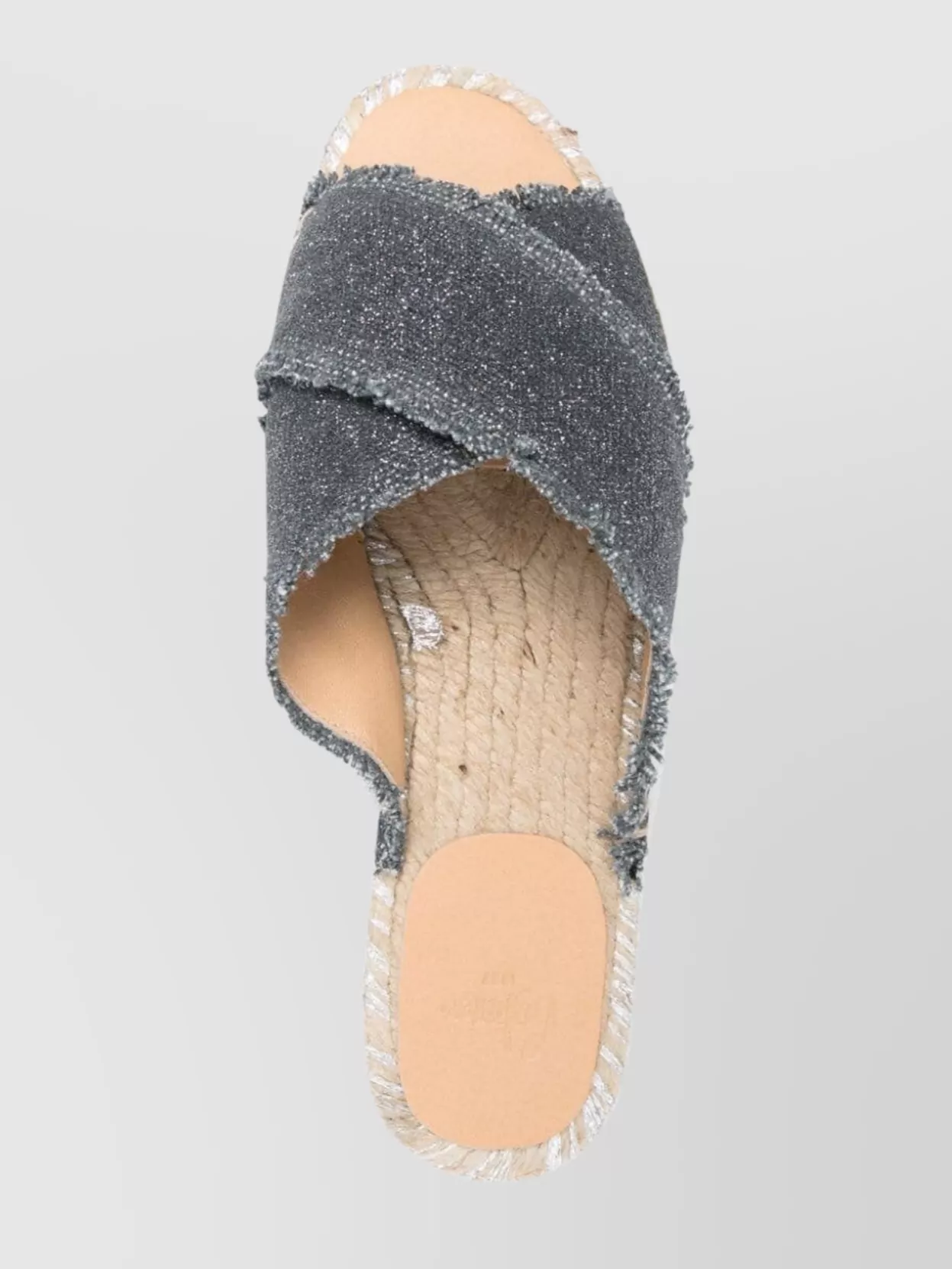 Shop Castaã±er Canvas Flat Sandals With Braided Raffia Sole