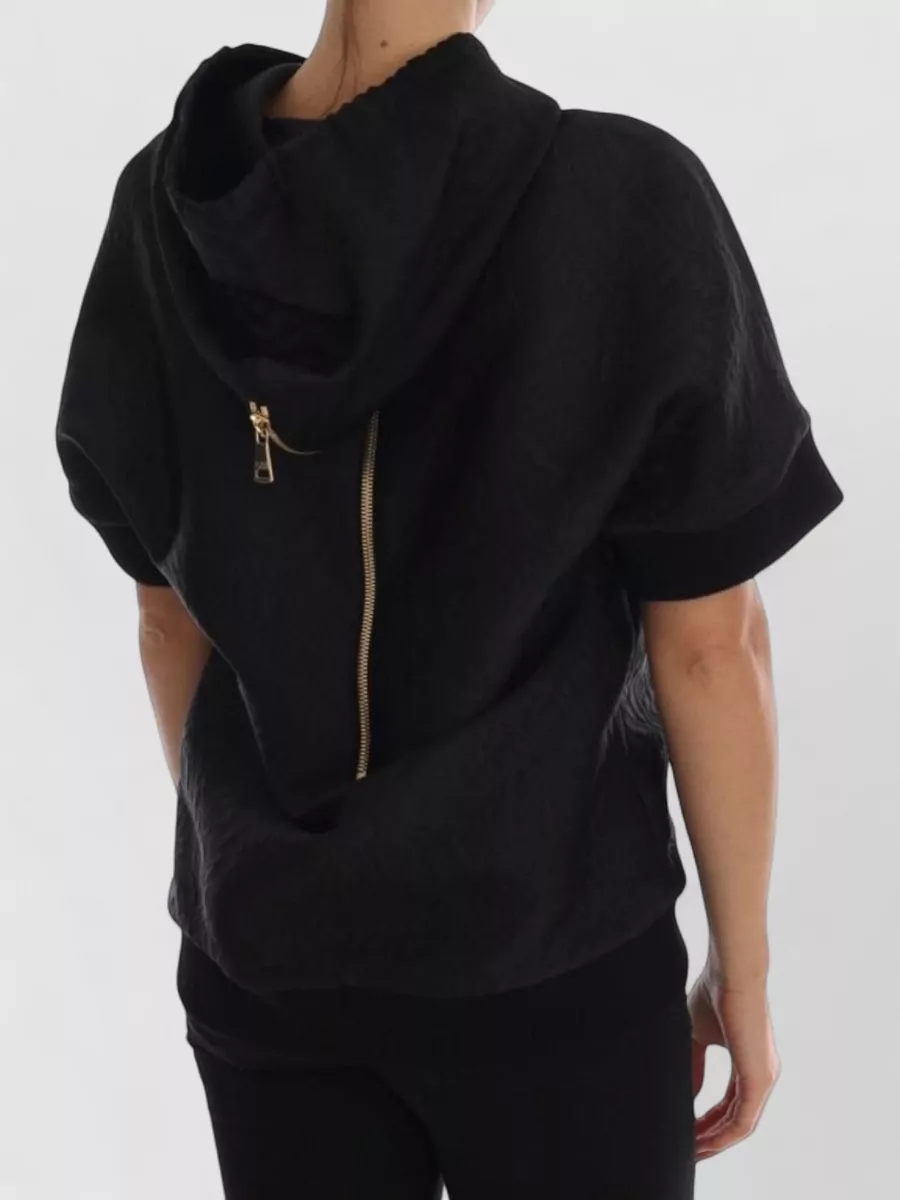 Dolce&Gabbana Silk-Blend Crystal-Embellished Short-Sleeve Hoodie