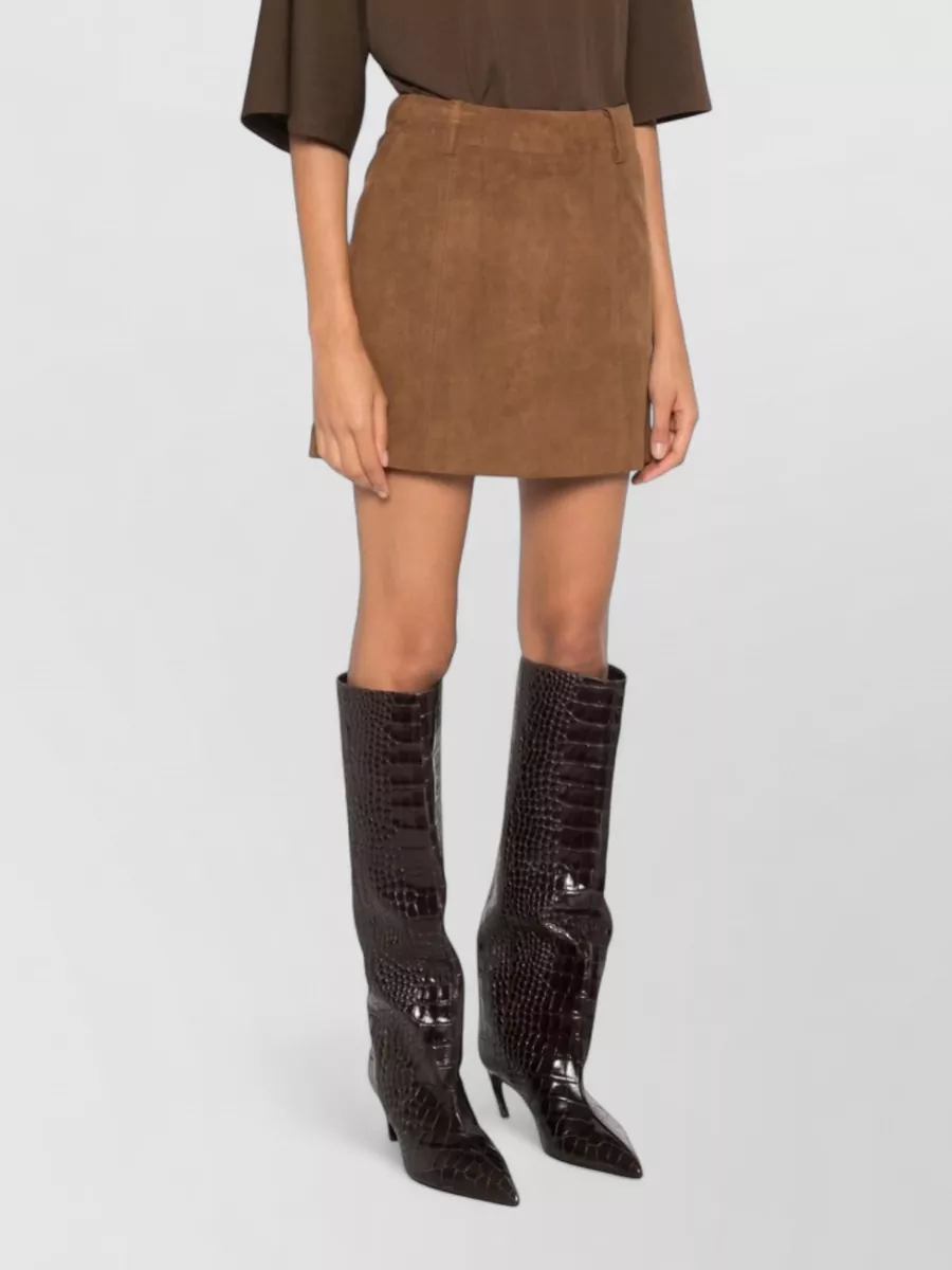 Dunst Suede-Effect Paneled Mini Skirt