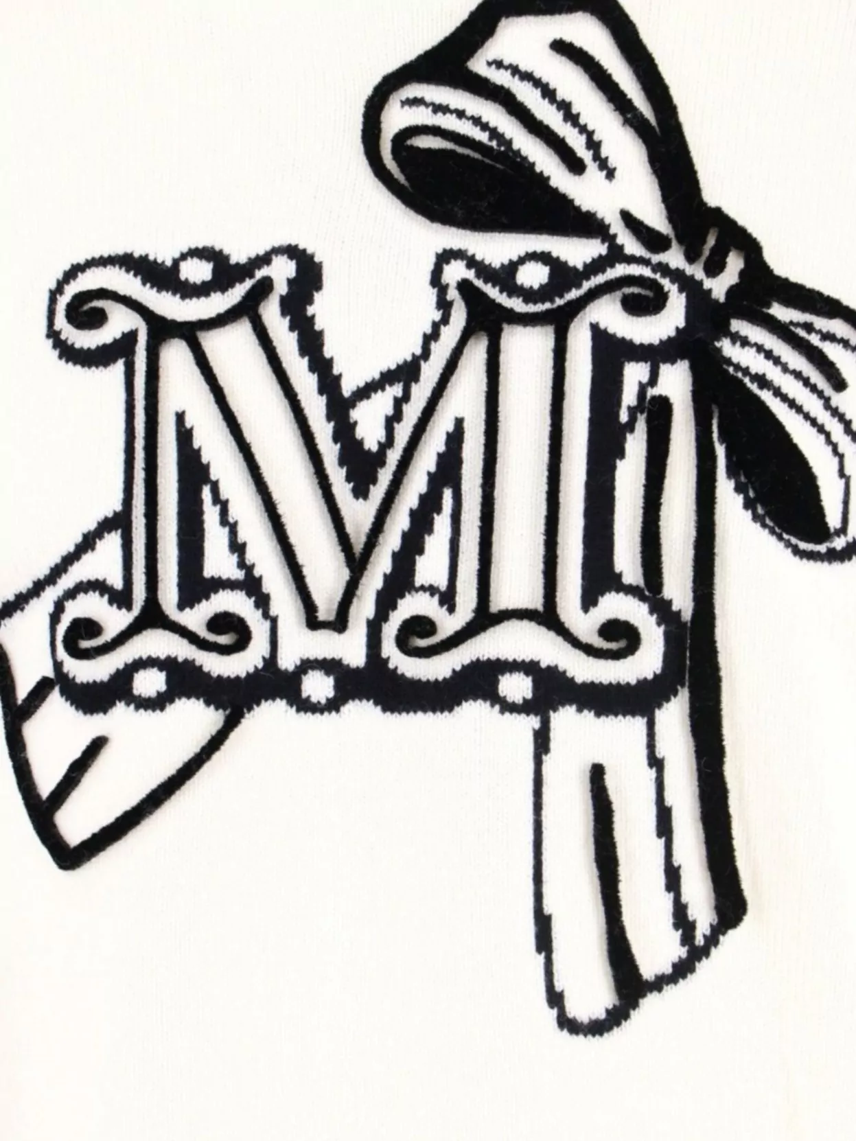 Max Mara Crew Neck Wool Cashmere Sweater With Graphic Detail