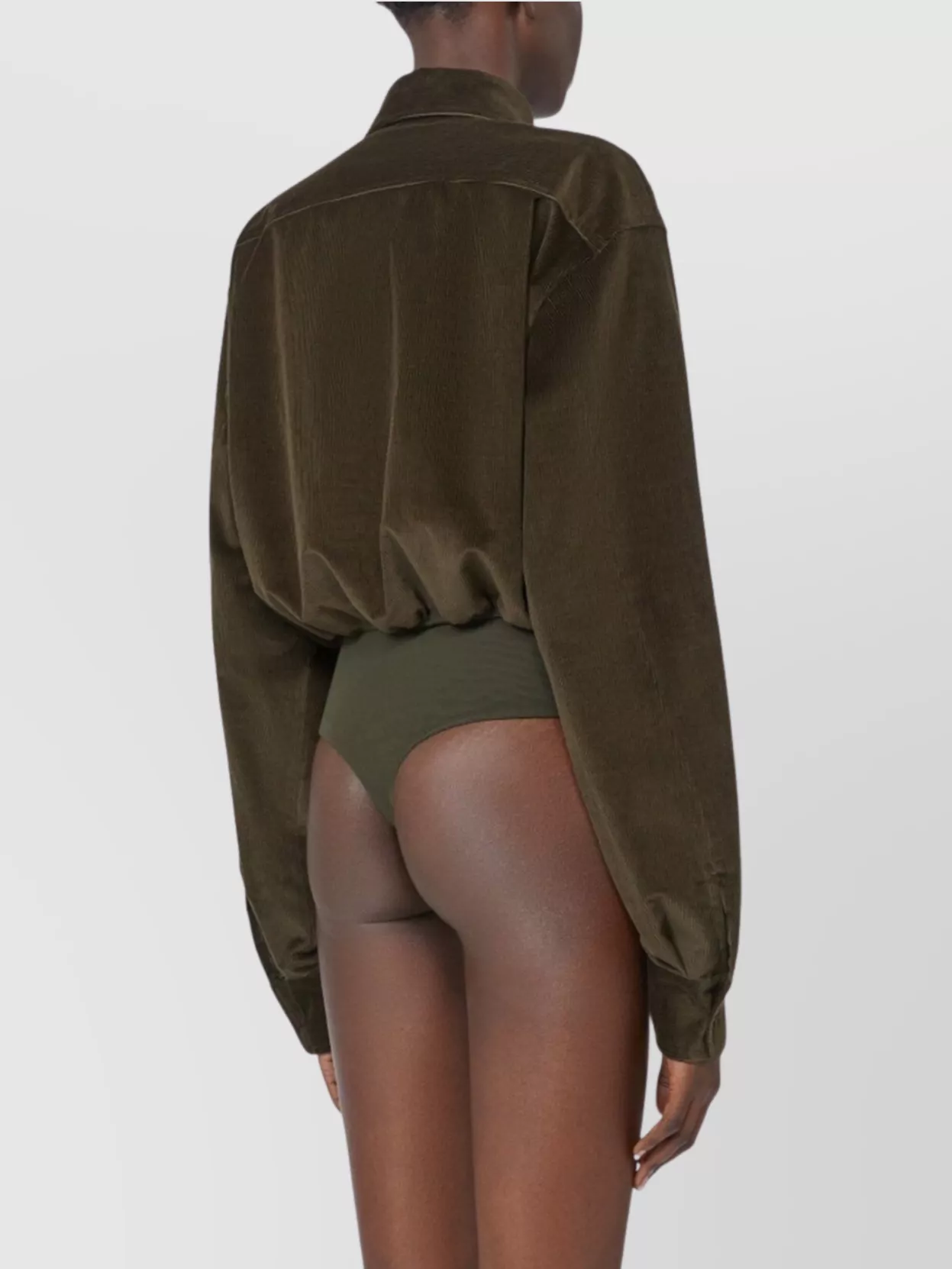Max Mara Velvet Bodysuit Tulle Thong In Brown