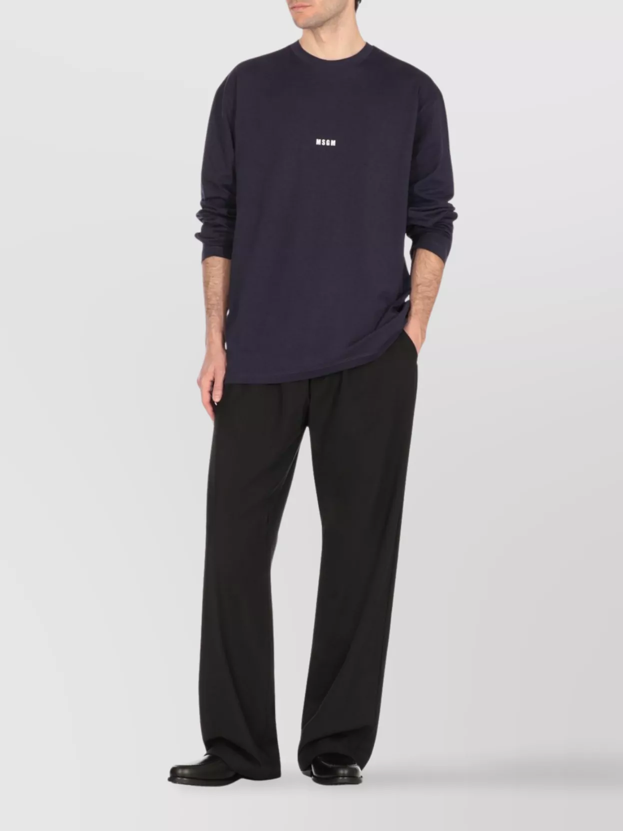 Msgm Logo Front Cotton T-Shirt With Round Neck