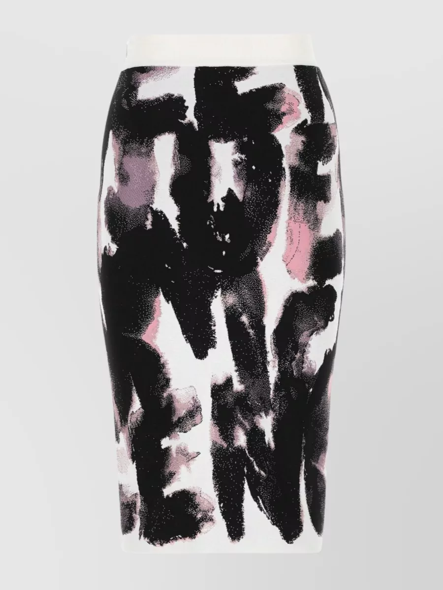 Shop Alexander Mcqueen Graffiti Embroidered Midi Skirt In Black